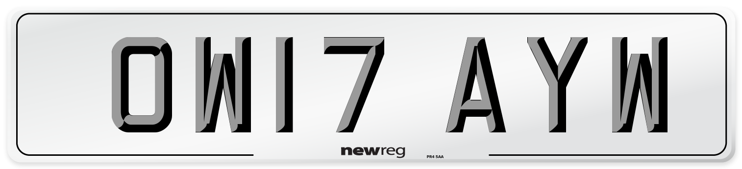 OW17 AYW Number Plate from New Reg